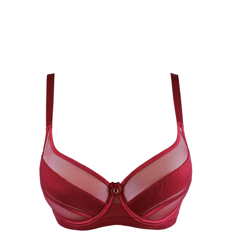 Soutien-gorge bourgogne vin rouge tulle souple confort luxe Axami 222836