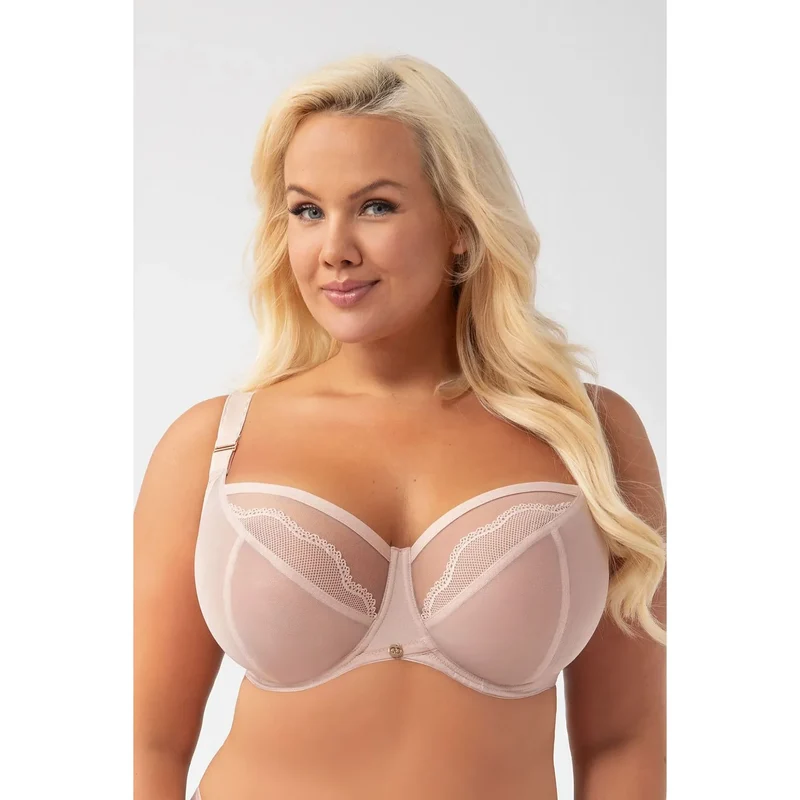 Soutien-gorge élégant sans armatures grandes tailles dentelle résille confort