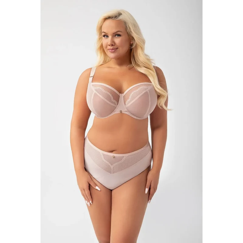 Soutien-gorge élégant sans armatures grandes tailles dentelle résille confort