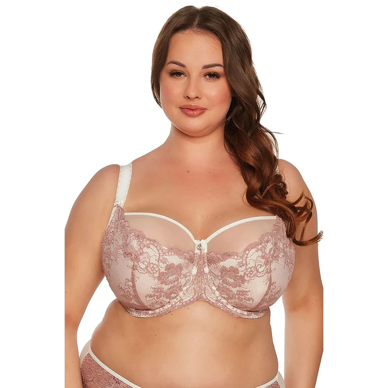 Soutien-gorge grande taille Ranita MAXI dentelle rose avec armature et baleines