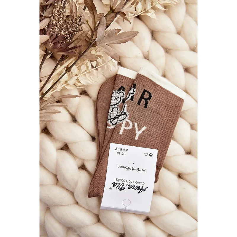 Chaussettes cheville coton femme ours peluche cadeau Noël hiver 191456
