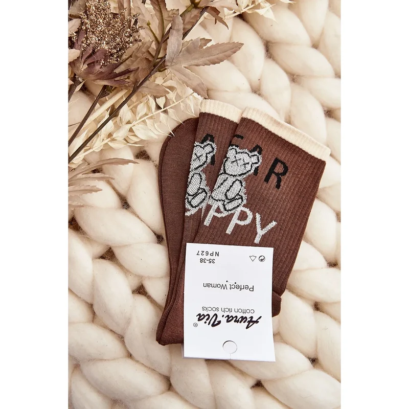 Chaussettes cheville coton femme ours peluche cadeau Noël jours froids