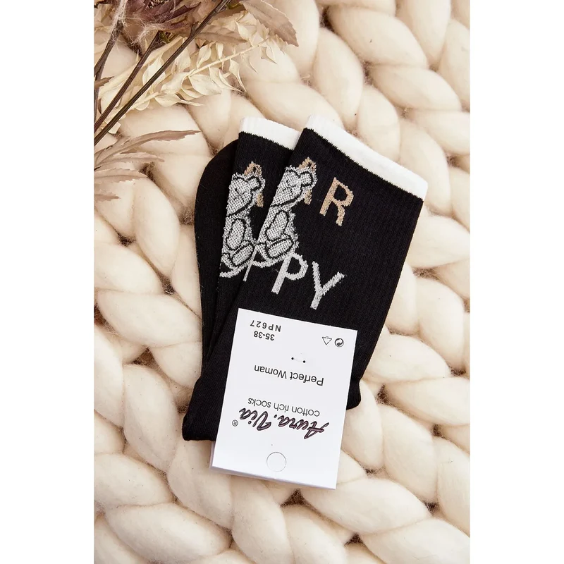 Chaussettes cheville coton femme ours peluche cadeau Noël confort chaud
