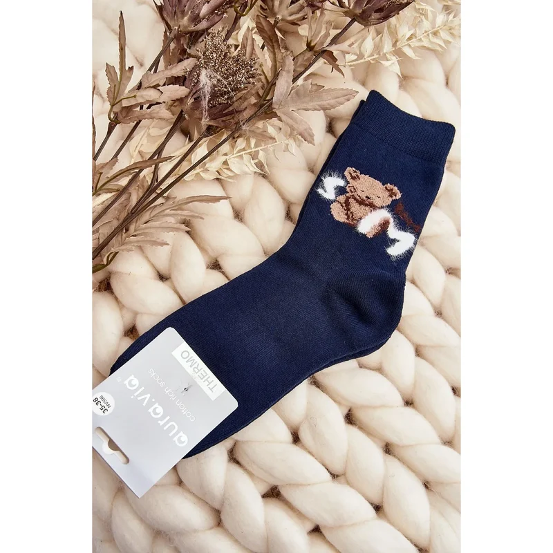 Chaussettes chaudes femmes ourson coton ajustées journées froides