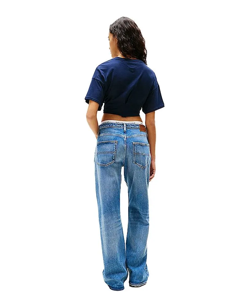 T-shirt crop donna con nodo e Logo