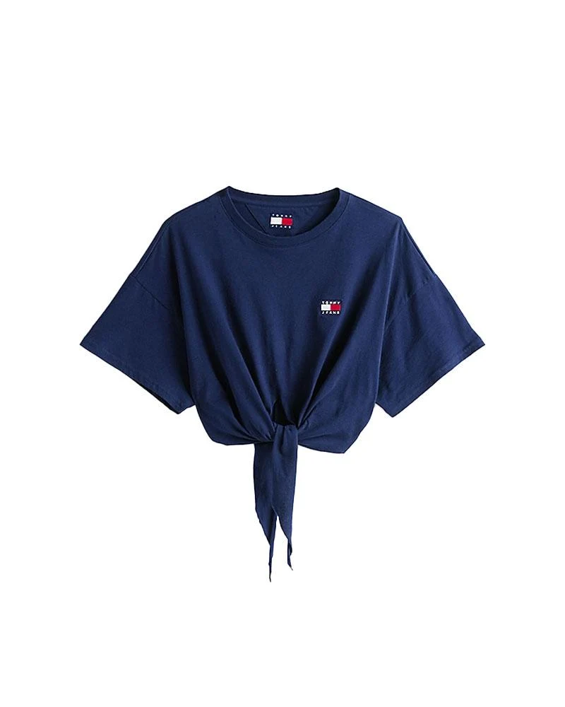 T-shirt crop donna con nodo e Logo