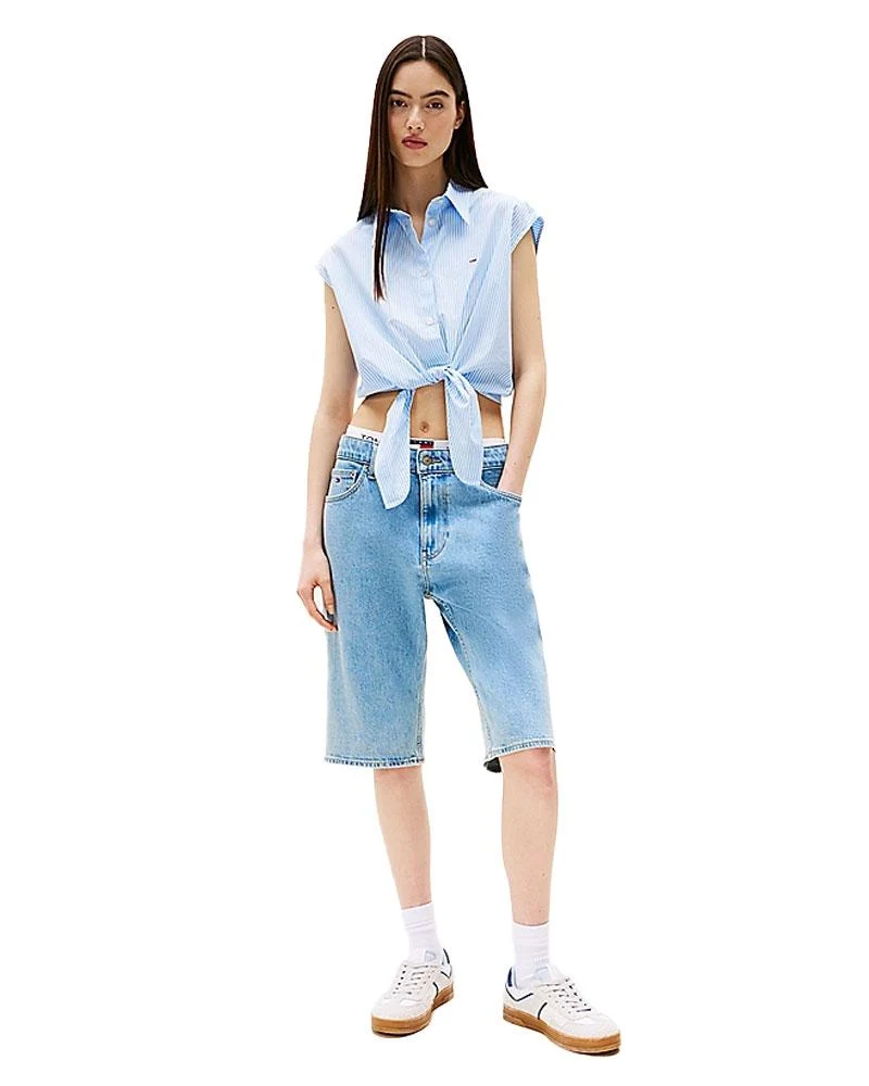 Camicia crop donna in popeline