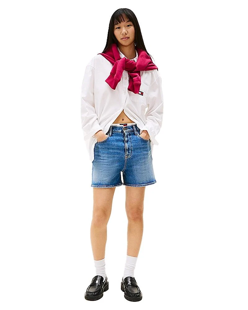 Shorts Donna Mom Regular Fit In Denim