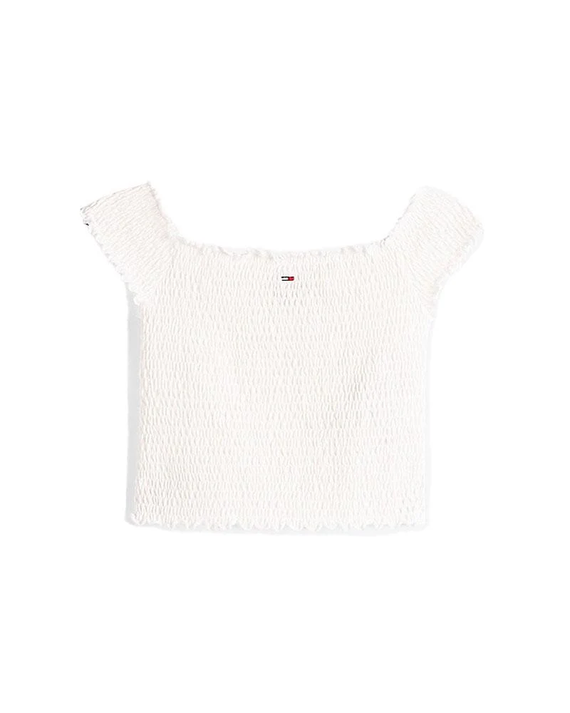 Top crop Donna slim fit motivo a nido d'ape