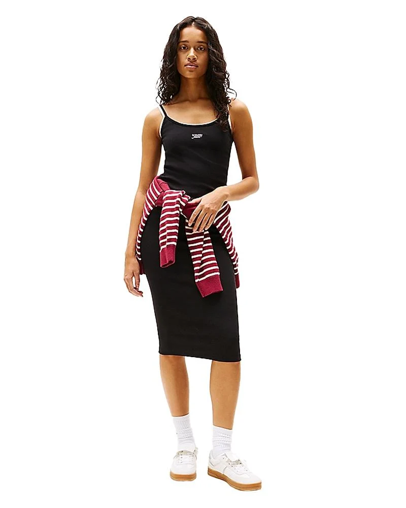 Vestito Donna Midi Aderente Con Spalline Sottili