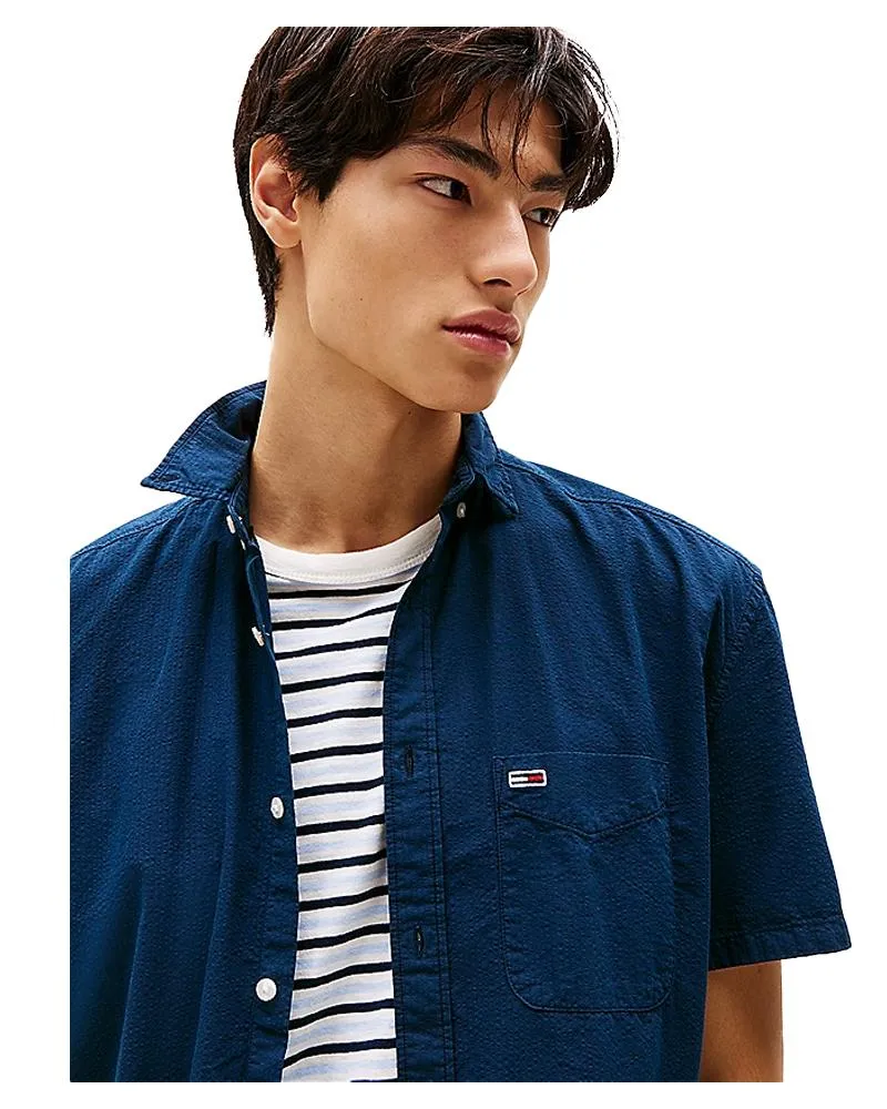 Camicia Uomo A Maniche Corte In Seersucker