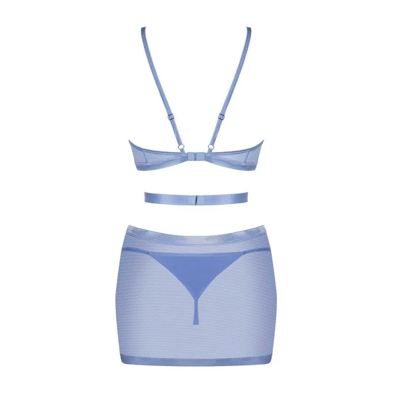 Robe string bleu Shaderi filet transparent ceinture réglable haute qualité