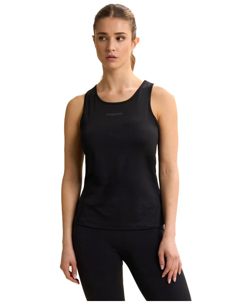 Canotta Sportiva Donna In Tessuto Traspirante Con Logo