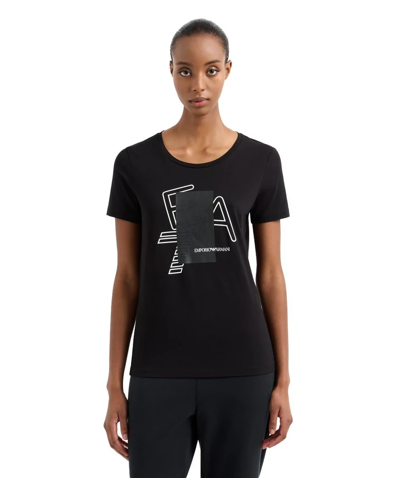 T-shirt Girocollo Logo Series In Cotone Stretch