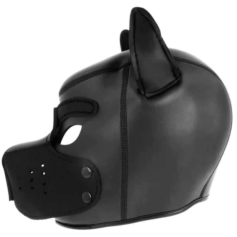 Masque de chien en néoprène avec museau amovible, bondage, jeu de rôle, accessoire BDSM, tailles adaptées, confortable, respirant, sécurité, design épuré, Darkness