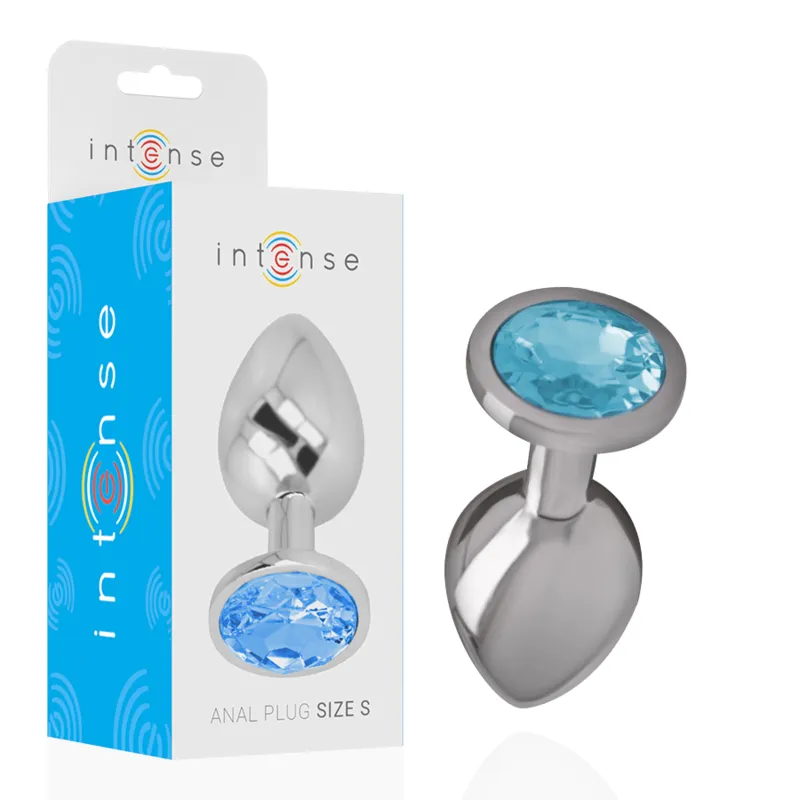 plug anal métal aluminium cristal bleu petit débutant ergonomique base évasée sécurité hypoallergénique non poreux nettoyer élégant discret stimulation confortable
