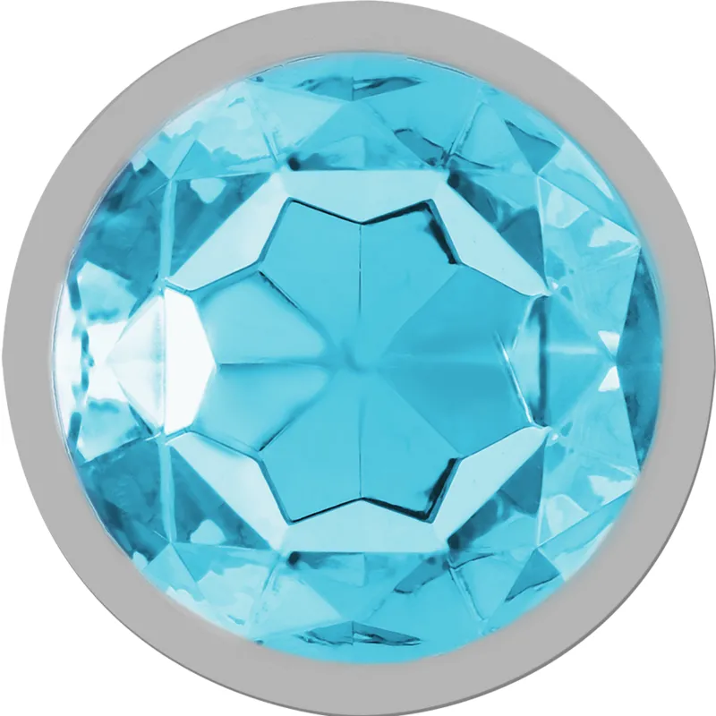 plug anal métal aluminium cristal bleu petit débutant ergonomique base évasée sécurité hypoallergénique non poreux nettoyer élégant discret stimulation confortable
