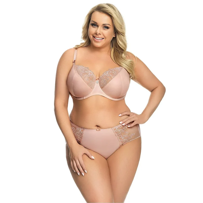 soutien gorge Gorsenia dentelle florale beige chair bonnets renforcés bretelles ajustables maintien confort élégant quotidien sophistiqué