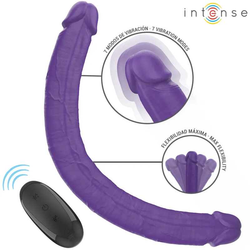Vibromasseur Double Intensif Gunter Intense 40cm 34mm Silicone Médical Hypoallergénique Moteurs Puissants 7modes Télécommande Discret Portable Couples Stimulation Simultanée Profonde