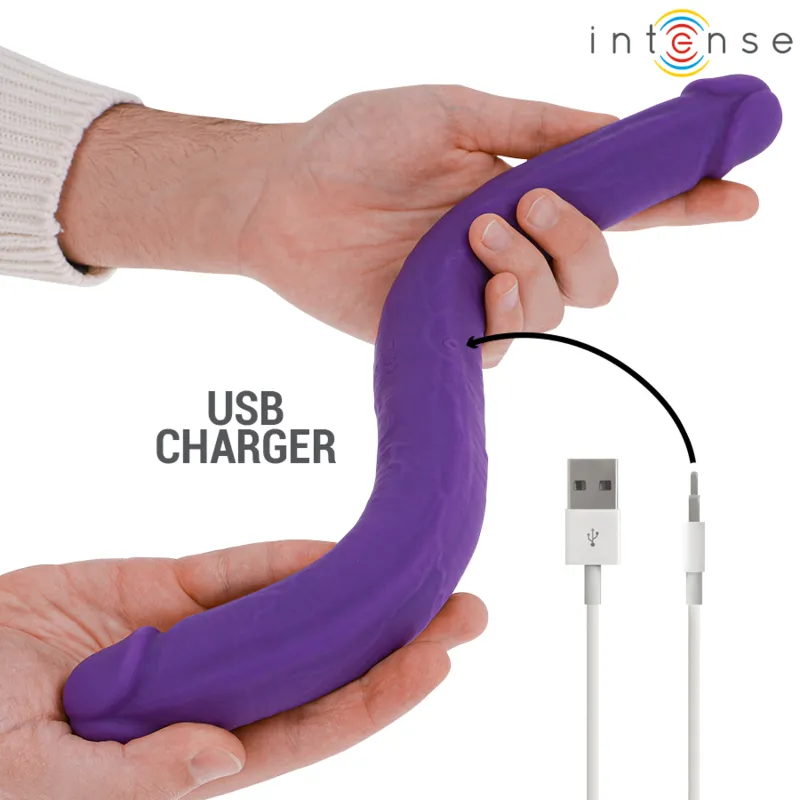 Vibromasseur Double Intensif Gunter Intense 40cm 34mm Silicone Médical Hypoallergénique Moteurs Puissants 7modes Télécommande Discret Portable Couples Stimulation Simultanée Profonde