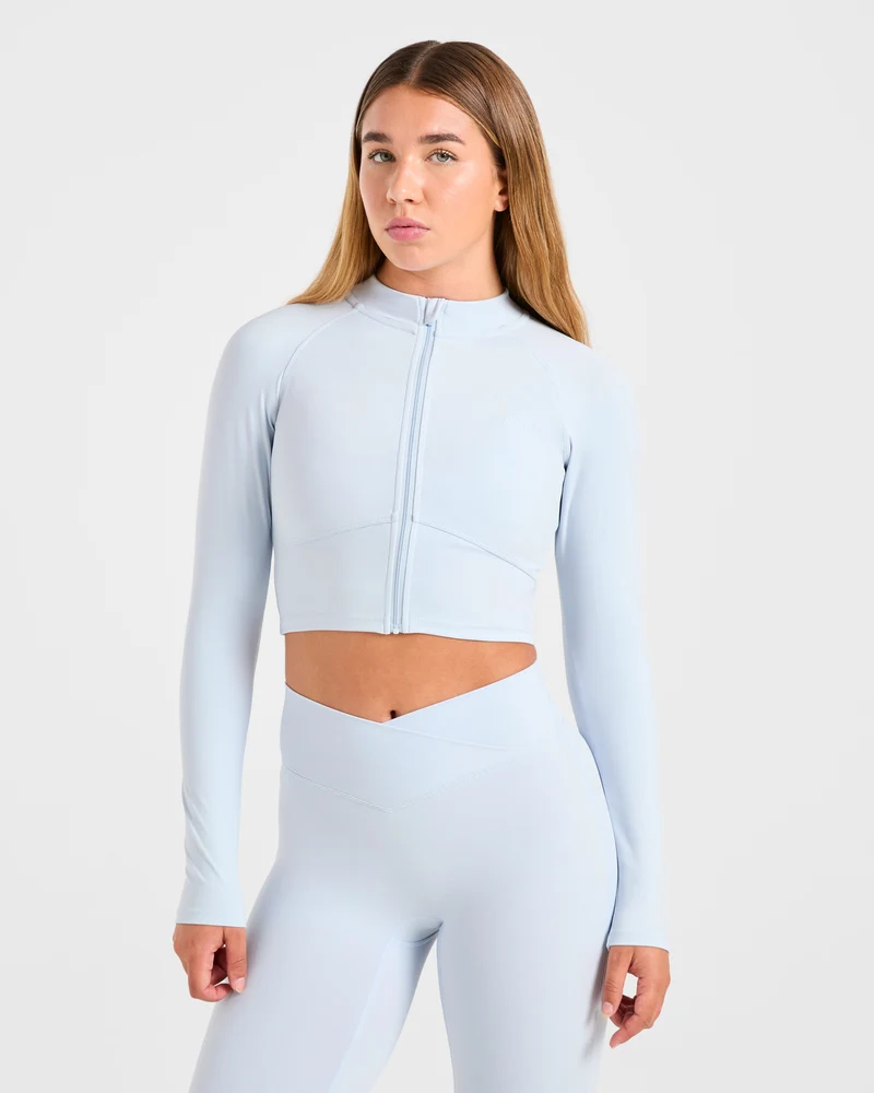 Sculpt Wrap Zip Up Jacket - Iced Bleu