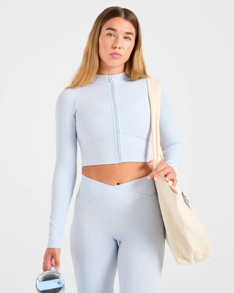 Sculpt Wrap Zip Up Jacket - Iced Bleu