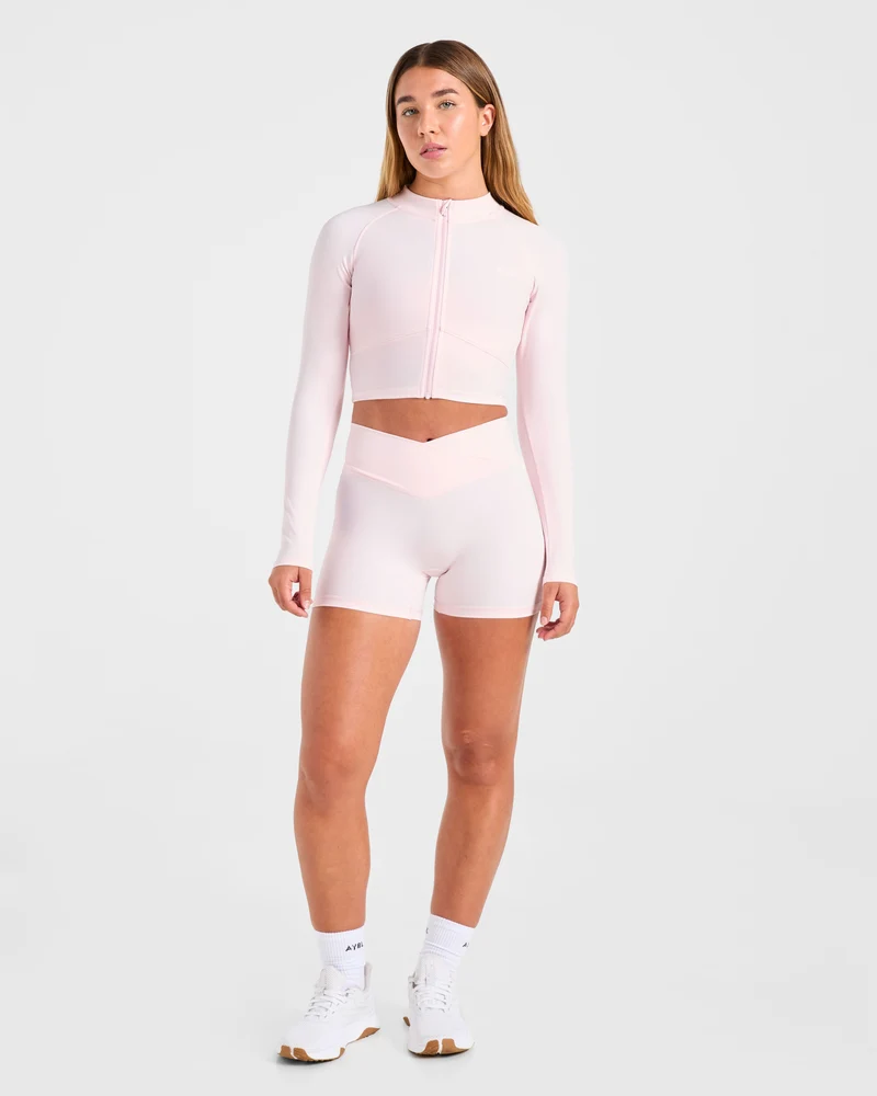 Sculpt Wrap Zip Up Jacket - Iced Rose