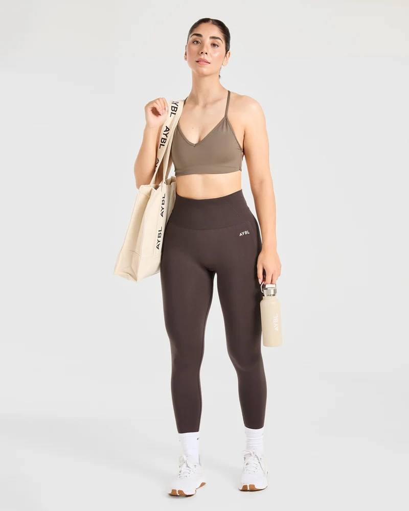 Essential Crossback Sports Bra - Mocha Brun