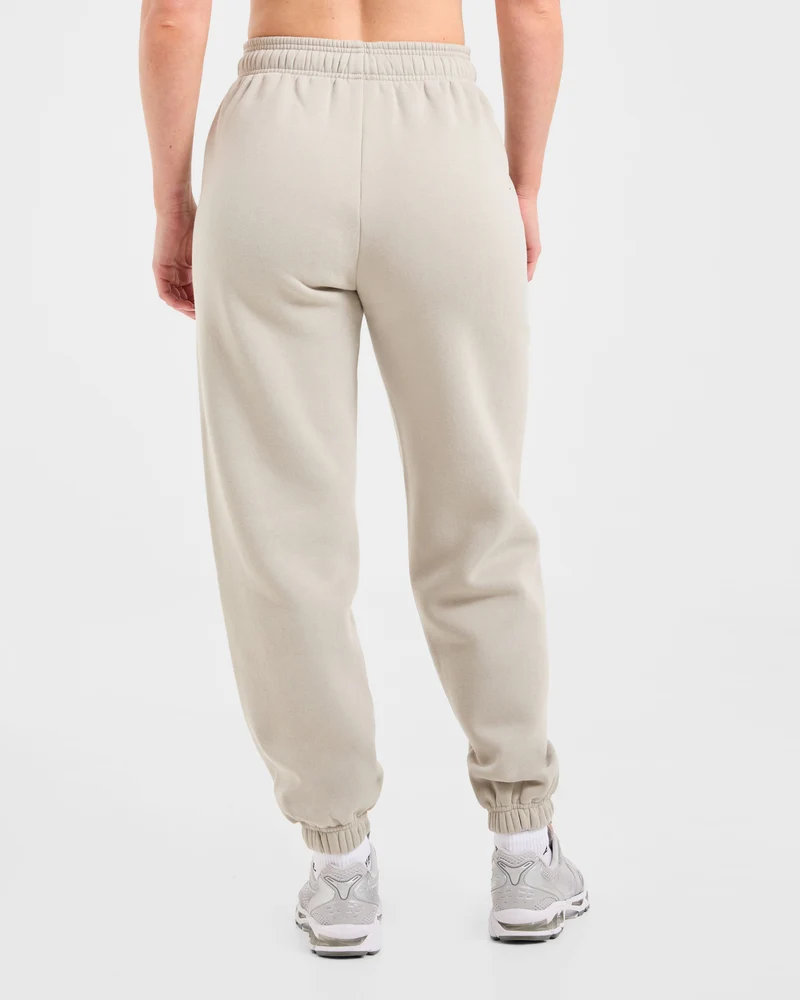 Retro Embroidered Oversized Joggers - Taupe Grey