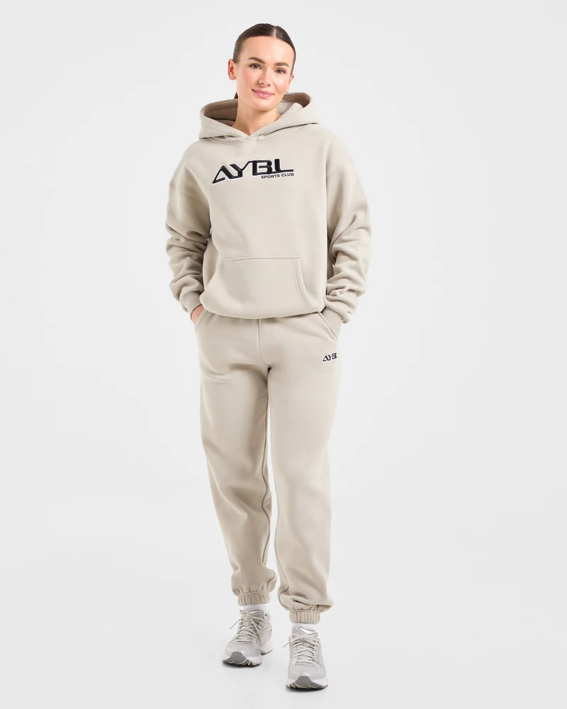 Retro Embroidered Oversized Joggers - Taupe Grey