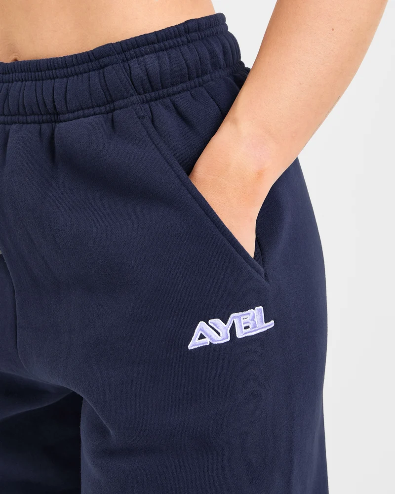 Retro Embroidered Oversized Joggers - Navy
