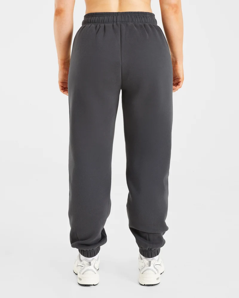 Retro Embroidered Oversized Joggers - Charcoal