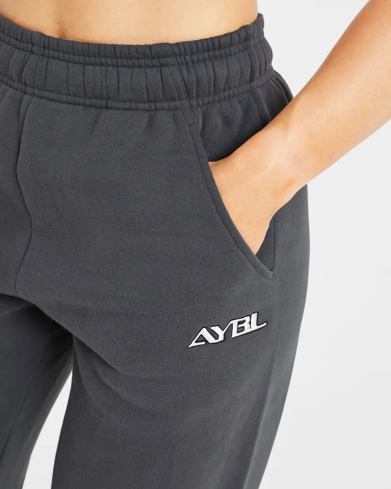 Retro Embroidered Oversized Joggers - Charcoal