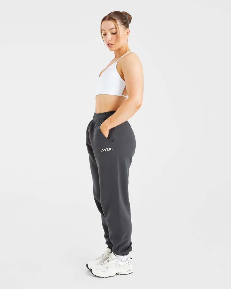 Retro Embroidered Oversized Joggers - Charcoal