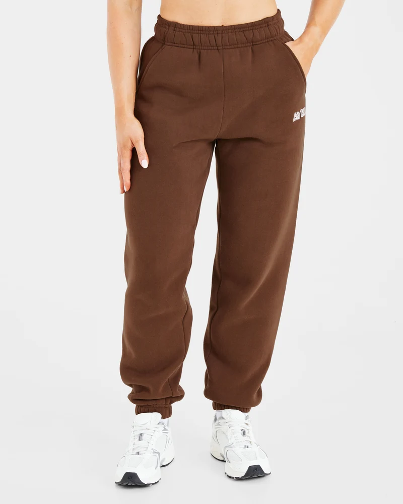 Retro Embroidered Oversized Joggers - Brown
