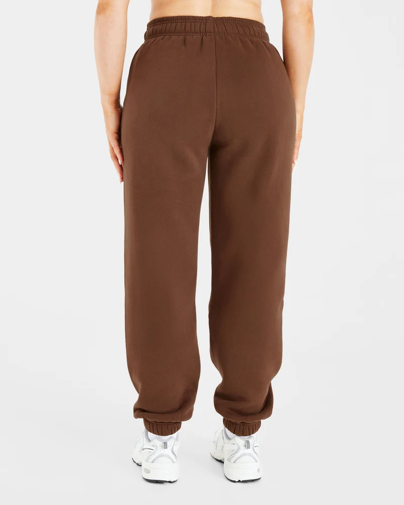 Retro Embroidered Oversized Joggers - Brown