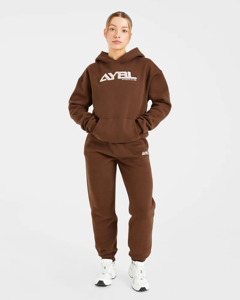 Retro Embroidered Oversized Joggers - Brown