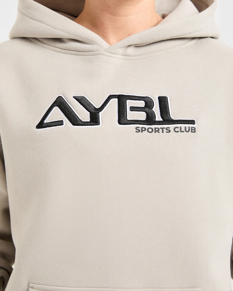 Retro Embroidered Oversized Hoodie - Taupe Grey