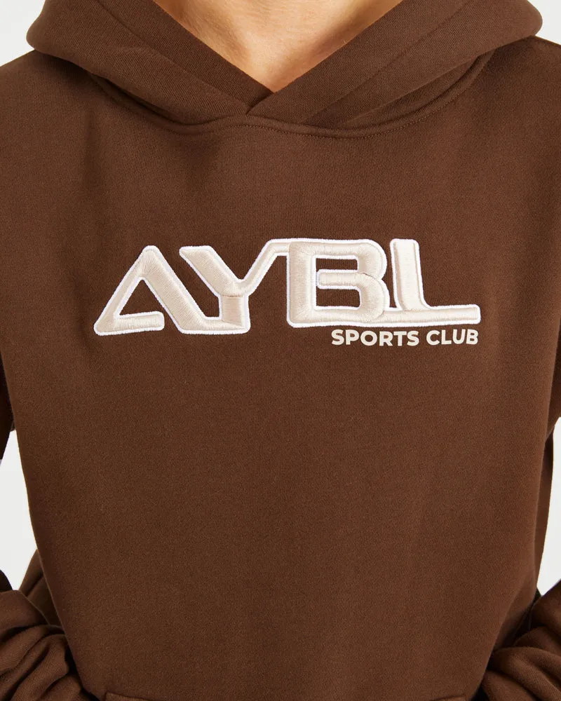 Retro Embroidered Oversized Hoodie - Brown