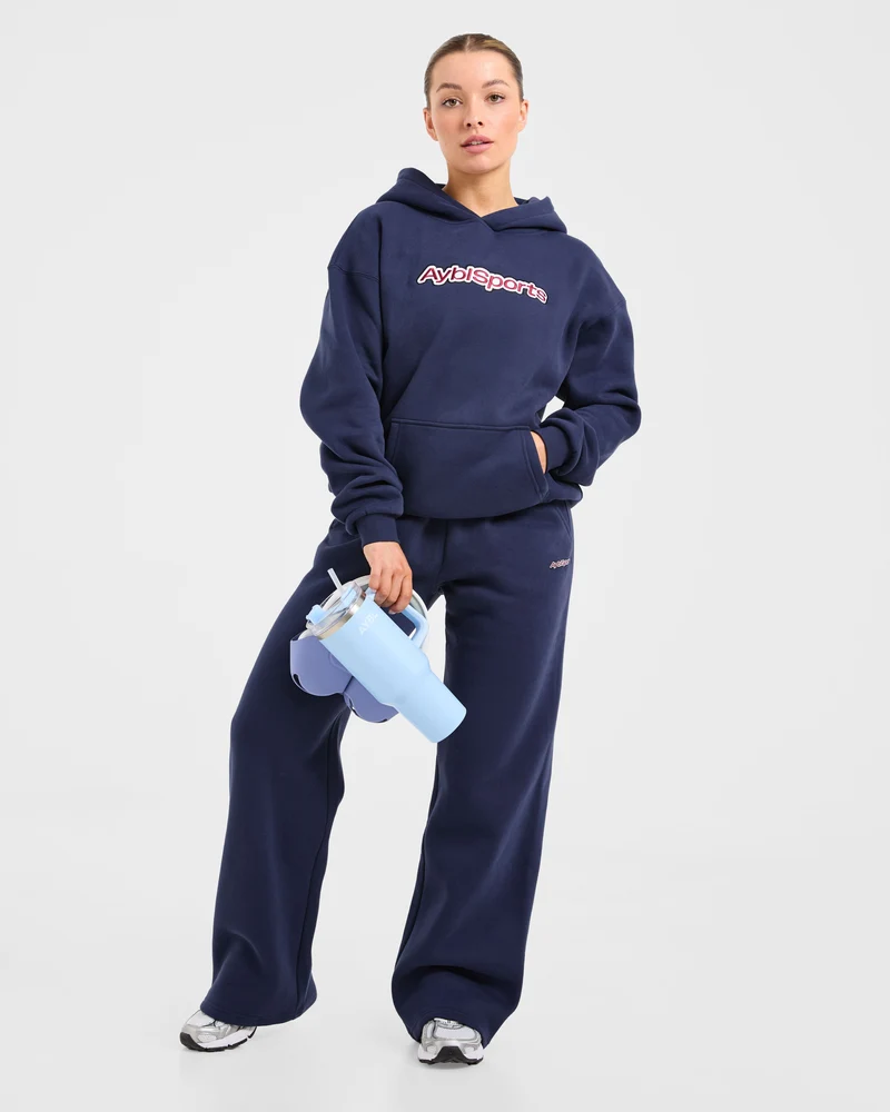 AYBL Sports Outline Oversized Straight Leg Joggers - Navy