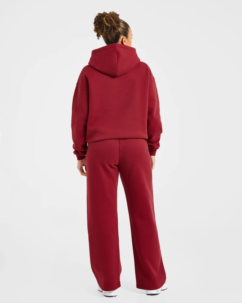 AYBL Sports Outline Oversized Straight Leg Joggers - Burgundy