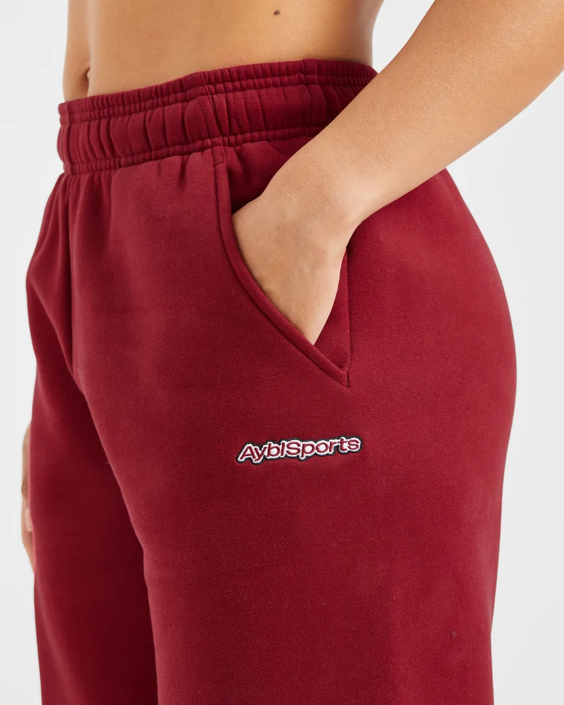 AYBL Sports Outline Oversized Straight Leg Joggers - Burgundy