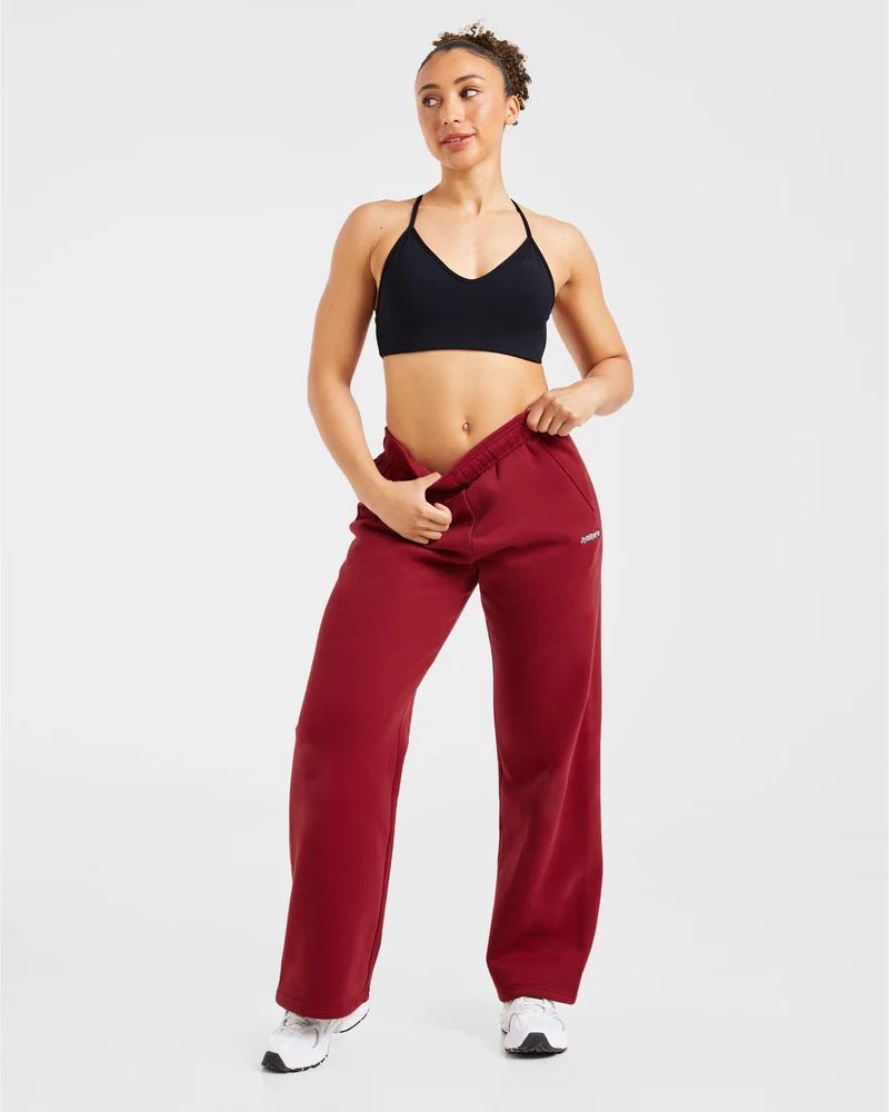 AYBL Sports Outline Oversized Straight Leg Joggers - Burgundy