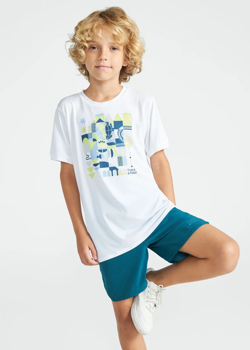 T-shirt Infantil Homem Manga Curta Thermodry Geometrico