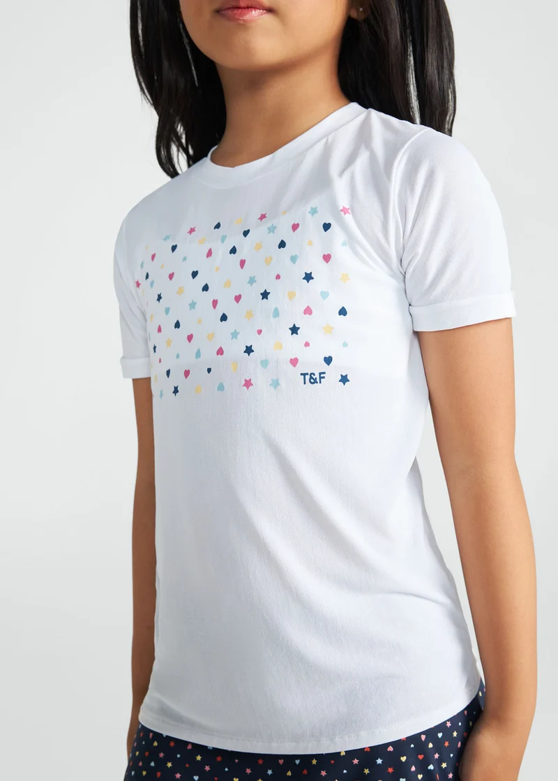 T-Shirt Infantil Menina Manga Curta Thermodry Estrelas