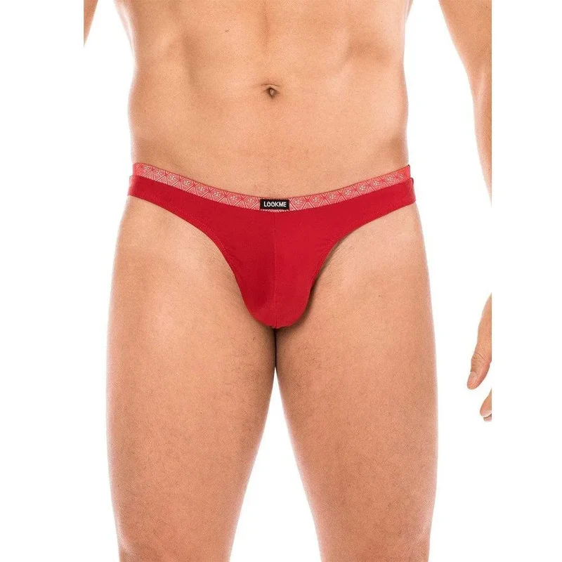 string homme dentelle rouge élégant sensuel classique ceinture fine tissu élastique souple confortable polyamide élasthanne finition raffinée