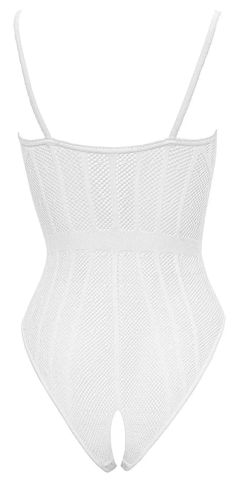body string sexy résille dentelle blanche ceinture tissée taille sans coutures élastique confort maximum ouvert entrejambe collection Cottelli polyamide élasthanne