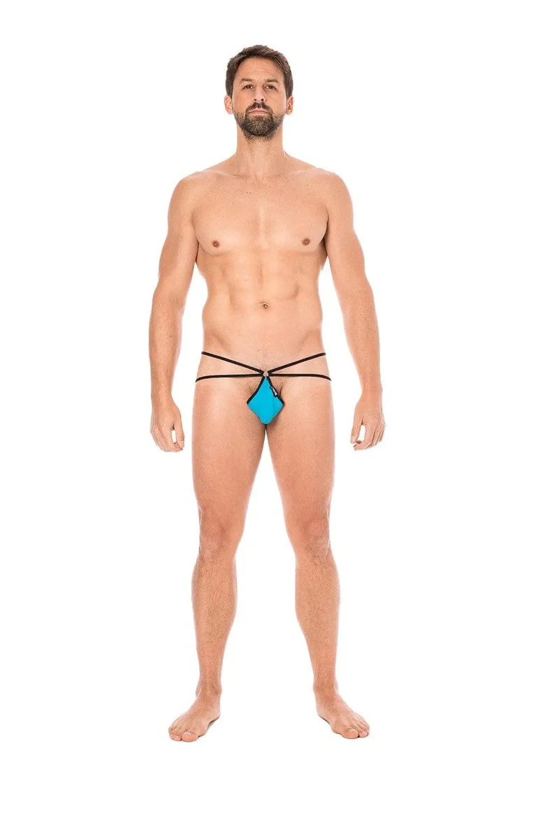 Mini string bleu très échancré poche goutte confort doux extensible polyamide élasthanne nouvelle collection homme sexy sensuel séduction ajusté finitions