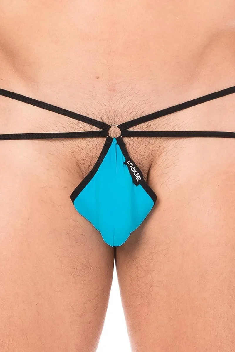 Mini string bleu très échancré poche goutte confort doux extensible polyamide élasthanne nouvelle collection homme sexy sensuel séduction ajusté finitions