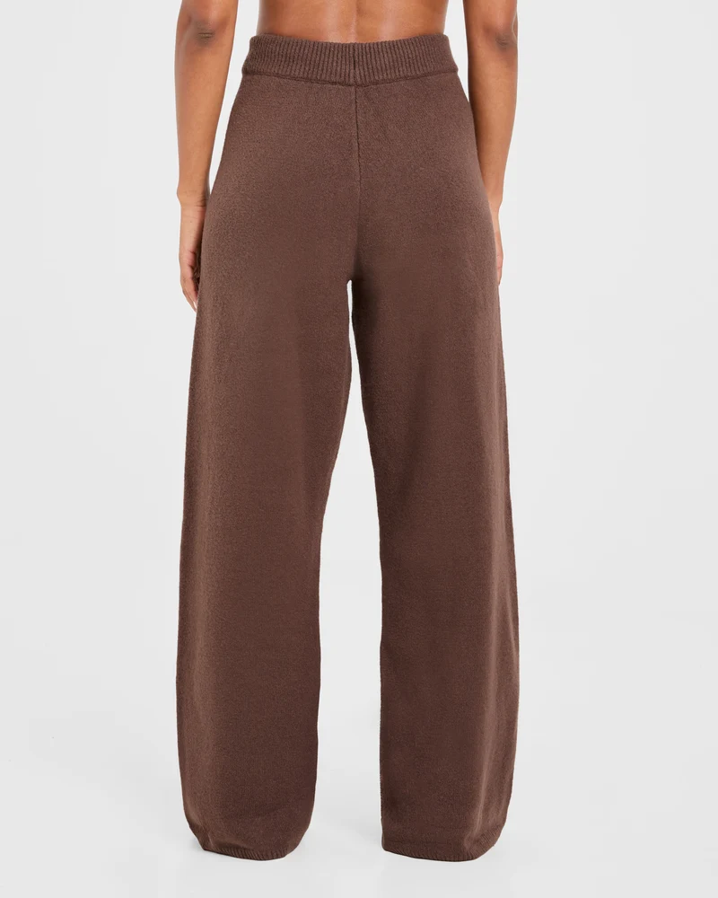 Varsity Oversized Knitted Joggers - Marron